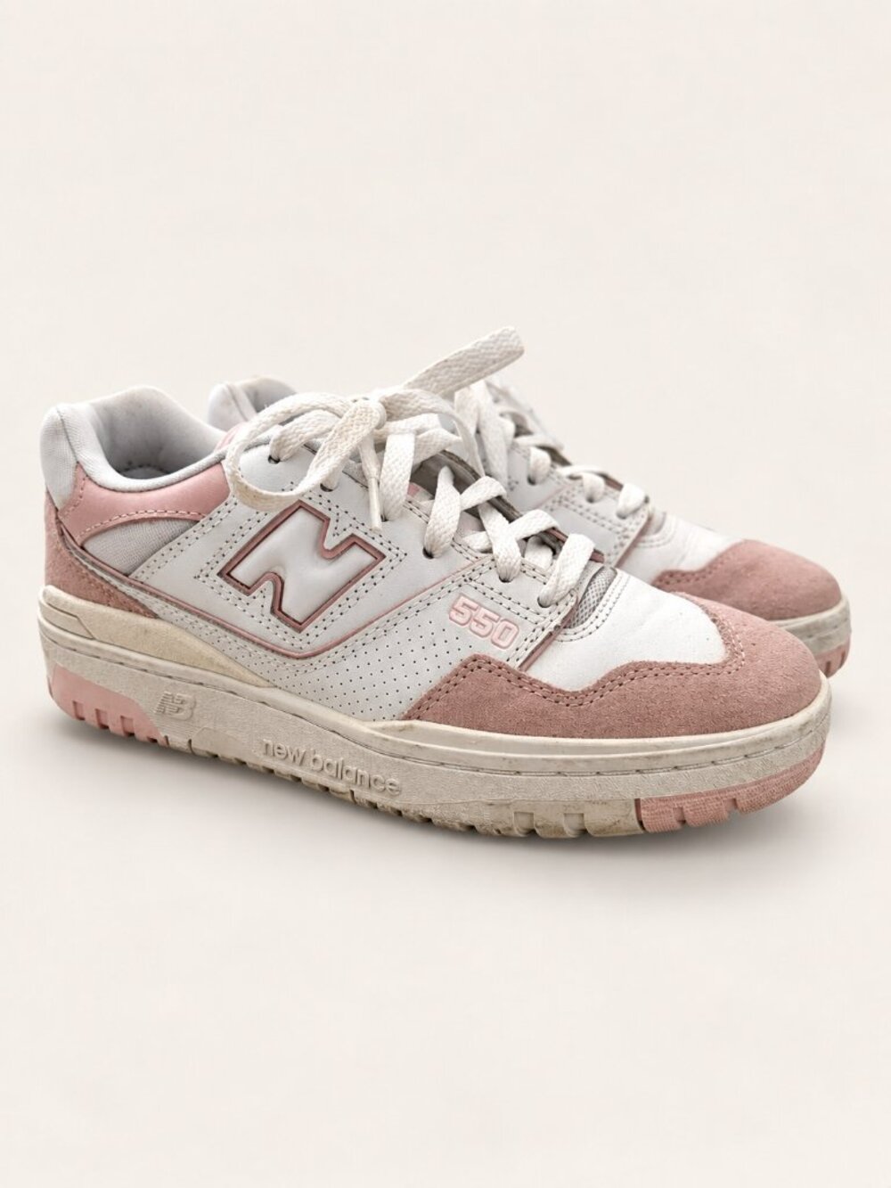 New Balance Women's 550 White and Pink Sneakers